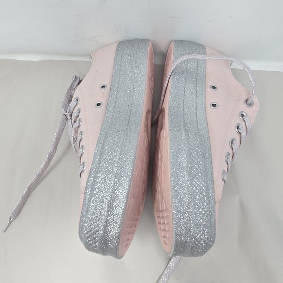 Converse All Star X Miley Cyrus Pink Canvas Sneakers Sz 8 Silver Metallic Sparks - Picture 10 of 12